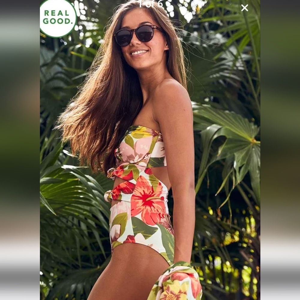 Aerie Three Knot Floral Swimsuit